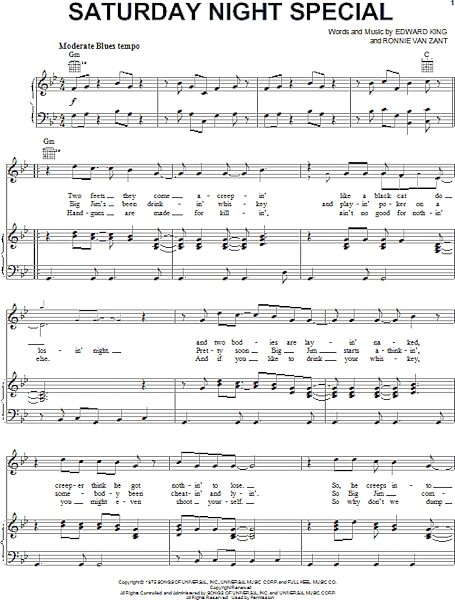 open zoom image for Saturday Night Special - Piano/Vocal/Guitar, New, Main