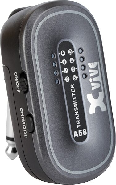 open zoom image for Xvive A58T 5.8GHz Digital Wireless Guitar Transmitter, New, Action Position Back