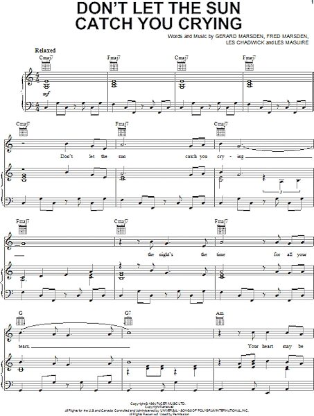 open zoom image for Don't Let The Sun Catch You Crying - Piano/Vocal/Guitar, New, Main