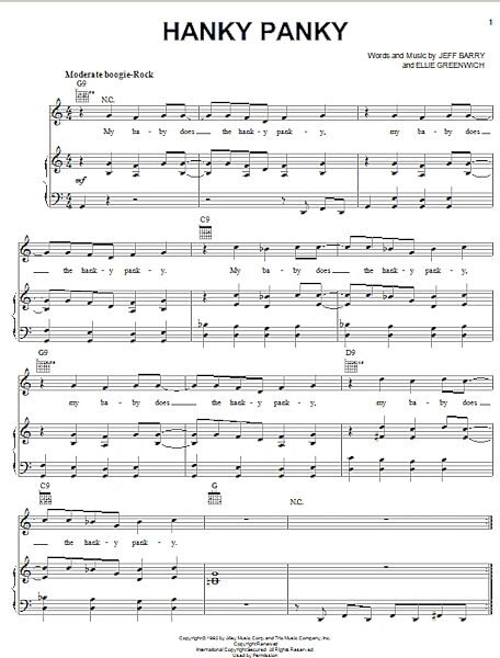 open zoom image for Hanky Panky - Piano/Vocal/Guitar, New, Main