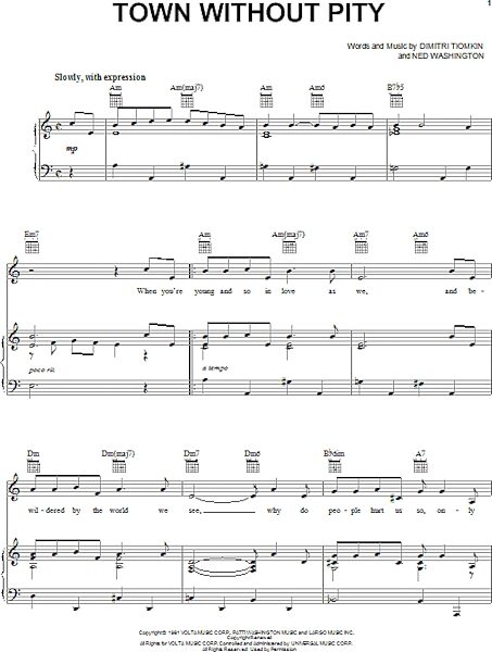 open zoom image for Town Without Pity - Piano/Vocal/Guitar, New, Main