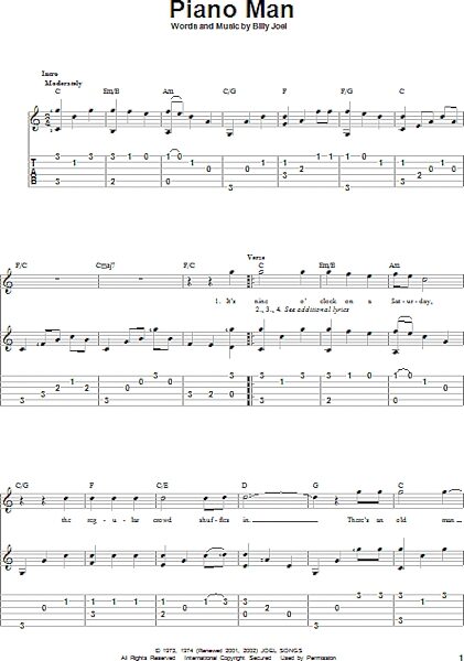 open zoom image for Piano Man - Solo Guitar, New, Main