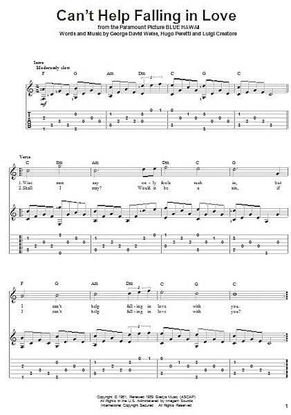 open zoom image for Can't Help Falling In Love - Solo Guitar, New, Main