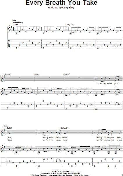 open zoom image for Every Breath You Take - Solo Guitar, New, Main