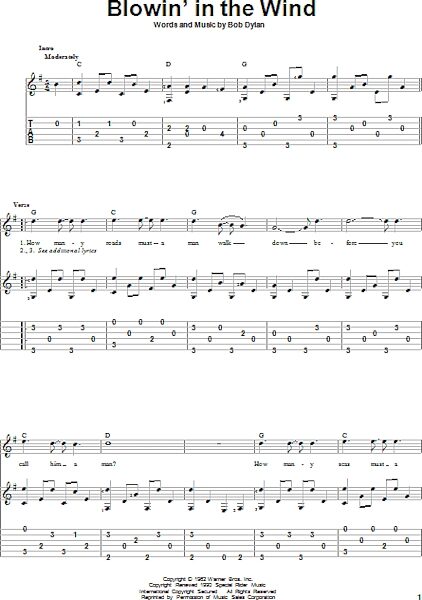 open zoom image for Blowin' In The Wind - Solo Guitar, New, Main