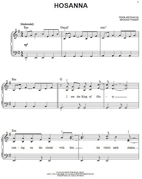 open zoom image for Hosanna - Easy Piano, New, Main