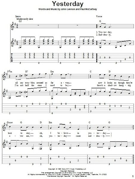 open zoom image for Yesterday - Solo Guitar, New, Main