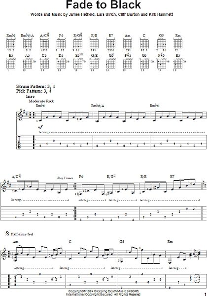 open zoom image for Fade To Black - Easy Guitar with TAB, New, Main