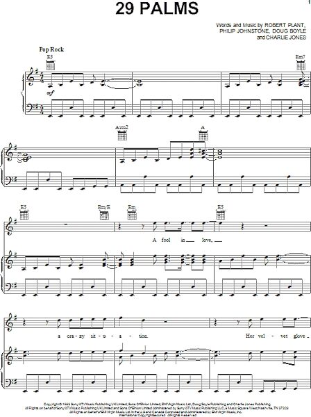 open zoom image for 29 Palms - Piano/Vocal/Guitar, New, Main