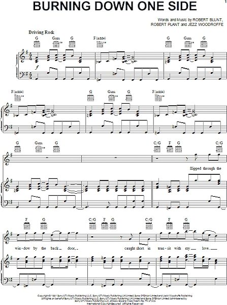 open zoom image for Burning Down One Side - Piano/Vocal/Guitar, New, Main