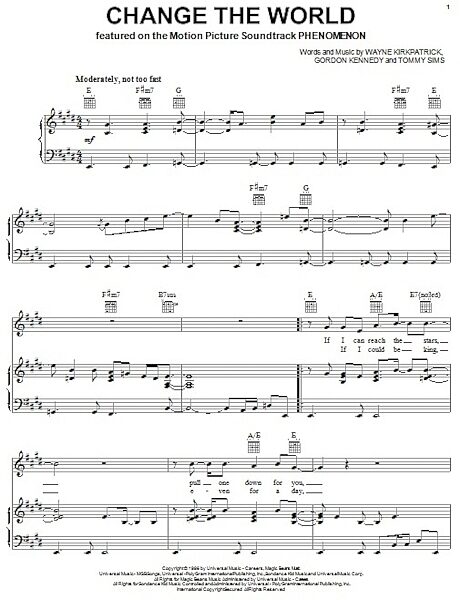 open zoom image for Change The World - Piano/Vocal/Guitar, New, Main