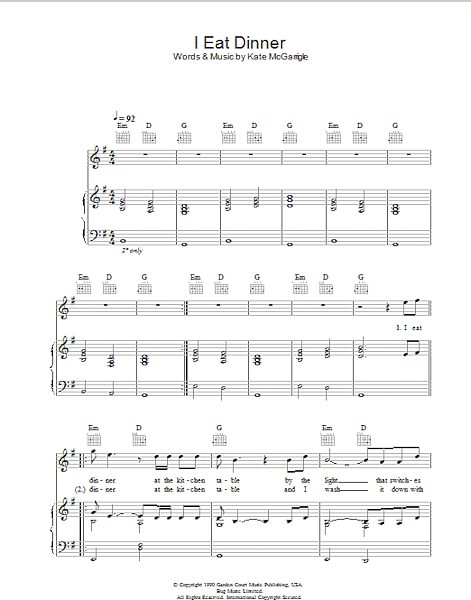 open zoom image for I Eat Dinner - Piano/Vocal/Guitar, New, Main