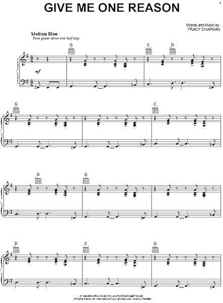 open zoom image for Give Me One Reason - Piano/Vocal/Guitar, New, Main