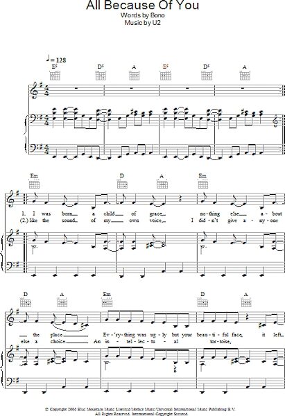open zoom image for All Because Of You - Piano/Vocal/Guitar, New, Main