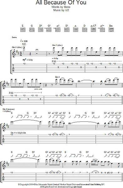 open zoom image for All Because Of You - Guitar TAB, New, Main