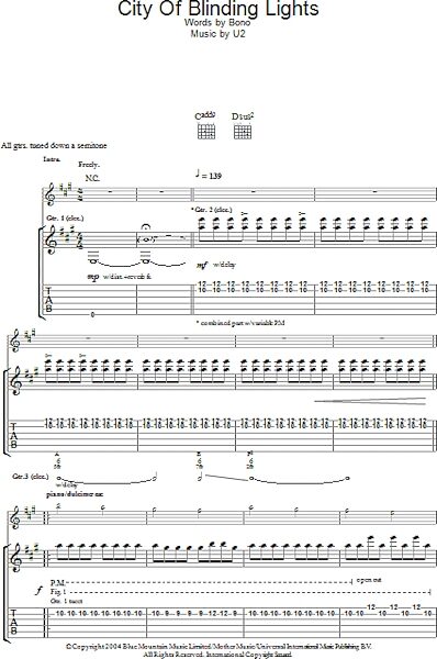 open zoom image for City Of Blinding Lights - Guitar TAB, New, Main