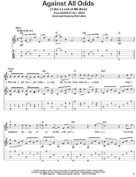 open zoom image for Against All Odds (Take A Look At Me Now) - Solo Guitar, New, Main
