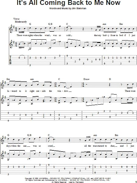 open zoom image for It's All Coming Back To Me Now - Solo Guitar, New, Main