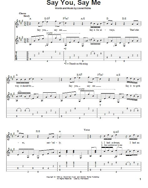 open zoom image for Say You, Say Me - Solo Guitar, New, Main