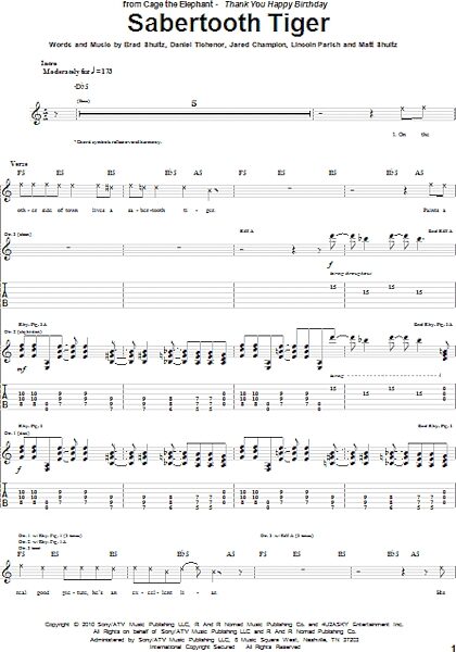 open zoom image for Sabertooth Tiger - Guitar TAB, New, Main