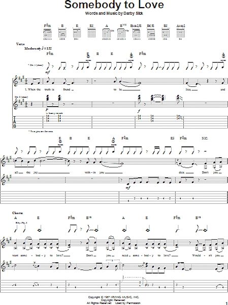 open zoom image for Somebody To Love - Guitar TAB, New, Main