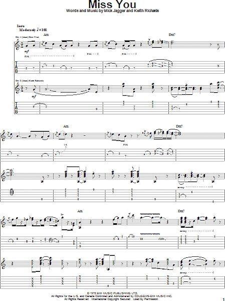 open zoom image for Miss You - Guitar TAB, New, Main