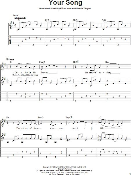 open zoom image for Your Song - Solo Guitar, New, Main