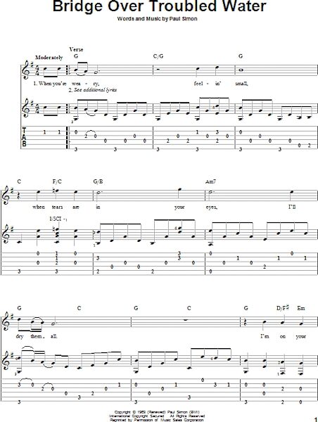 open zoom image for Bridge Over Troubled Water - Solo Guitar, New, Main