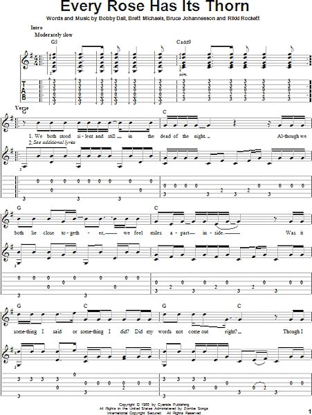 open zoom image for Every Rose Has Its Thorn - Solo Guitar, New, Main