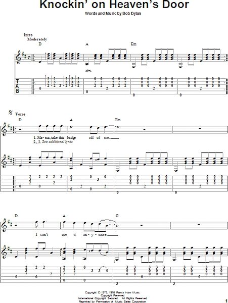 open zoom image for Knockin' On Heaven's Door - Solo Guitar, New, Main