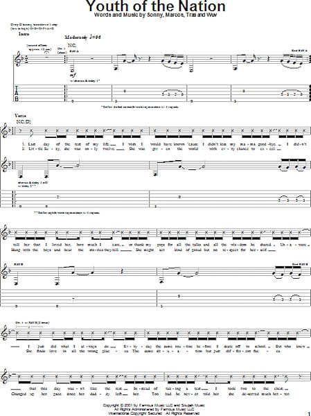 open zoom image for Youth Of The Nation - Guitar TAB, New, Main