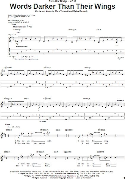 open zoom image for Words Darker Than Their Wings - Guitar TAB, New, Main