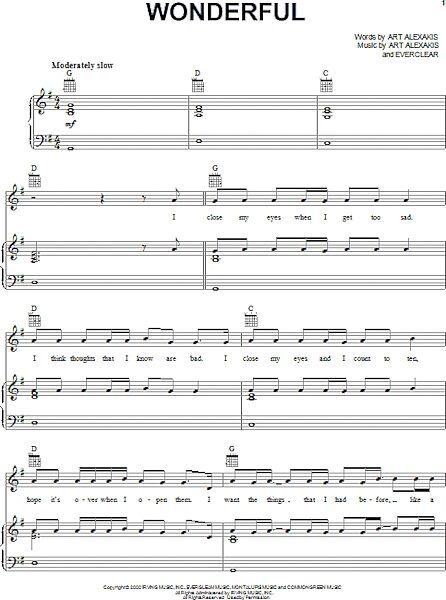 open zoom image for Wonderful - Piano/Vocal/Guitar, New, Main
