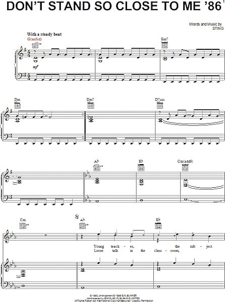open zoom image for Don't Stand So Close To Me '86 - Piano/Vocal/Guitar, New, Main