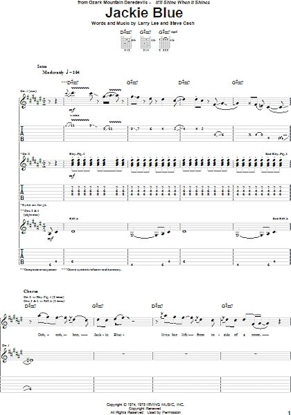 open zoom image for Jackie Blue - Guitar TAB, New, Main