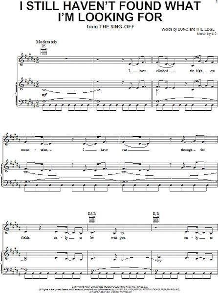 open zoom image for I Still Haven't Found What I'm Looking For - Piano/Vocal/Guitar, New, Main