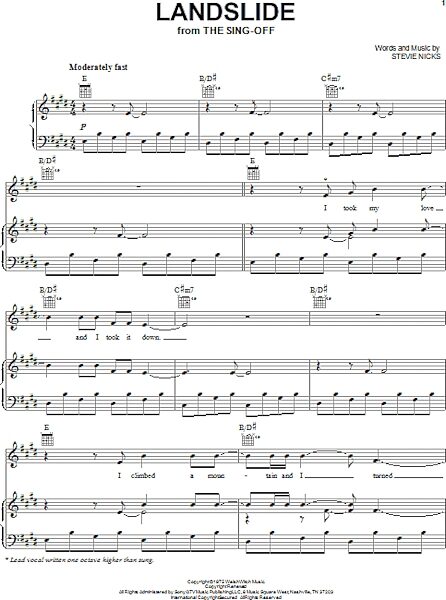 open zoom image for Landslide - Piano/Vocal/Guitar, New, Main