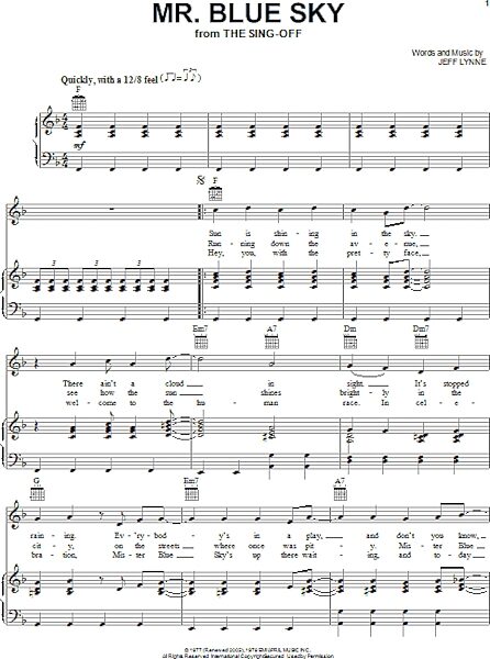 open zoom image for Mr. Blue Sky - Piano/Vocal/Guitar, New, Main