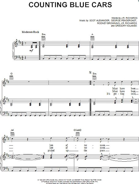 open zoom image for Counting Blue Cars - Piano/Vocal/Guitar, New, Main