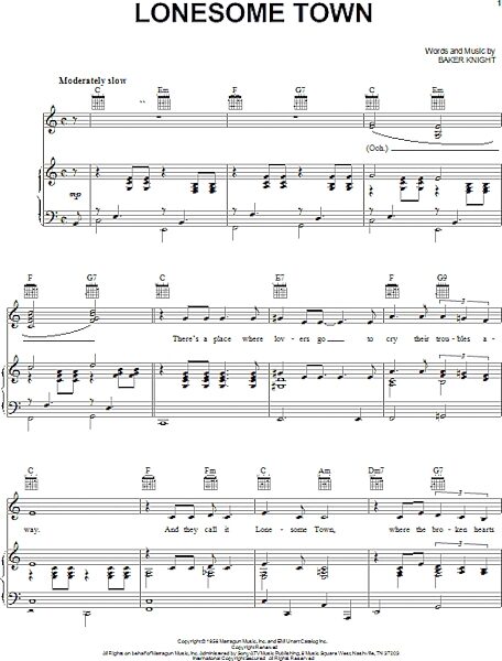 open zoom image for Lonesome Town - Piano/Vocal/Guitar, New, Main