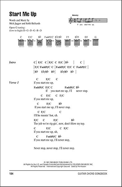 open zoom image for Start Me Up - Guitar Chords/Lyrics, New, Main