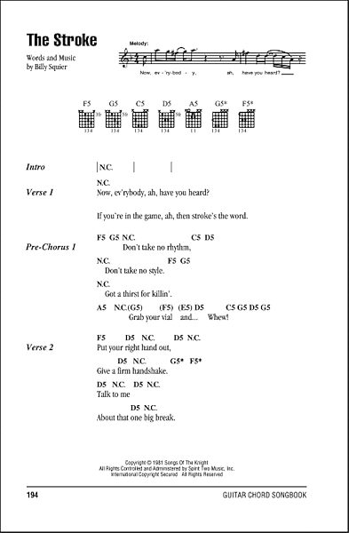 open zoom image for The Stroke - Guitar Chords/Lyrics, New, Main