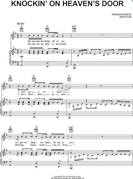open zoom image for Knockin' On Heaven's Door - Piano/Vocal/Guitar, New, Main