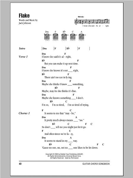 open zoom image for Flake - Guitar Chords/Lyrics, New, Main