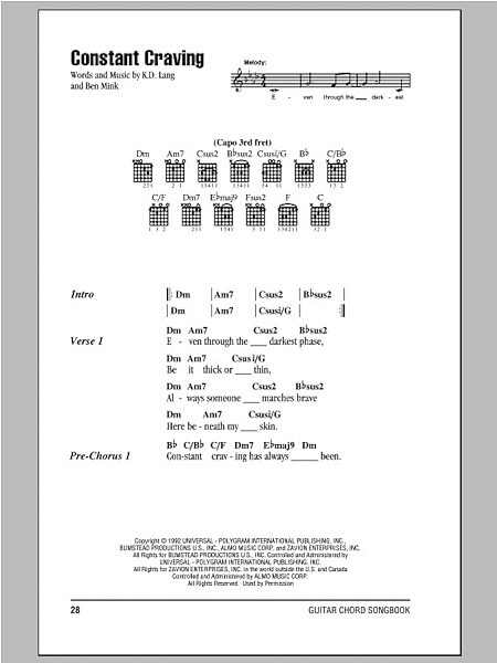 open zoom image for Constant Craving - Guitar Chords/Lyrics, New, Main