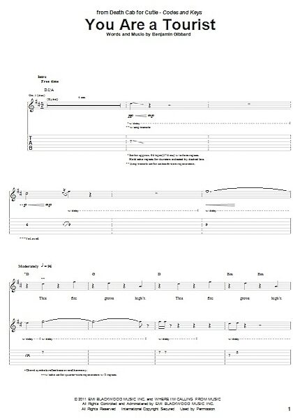 open zoom image for You Are A Tourist - Guitar TAB, New, Main