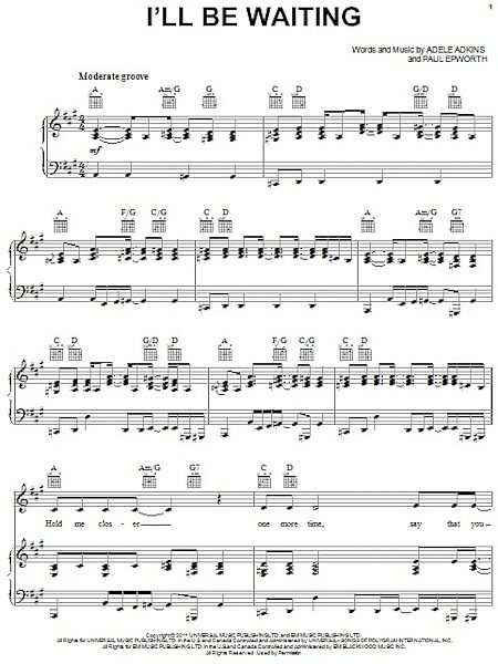 open zoom image for I'll Be Waiting - Piano/Vocal/Guitar, New, Main