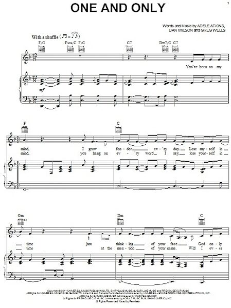 open zoom image for One And Only - Piano/Vocal/Guitar, New, Main