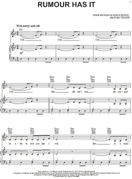 open zoom image for Rumour Has It - Piano/Vocal/Guitar, New, Main