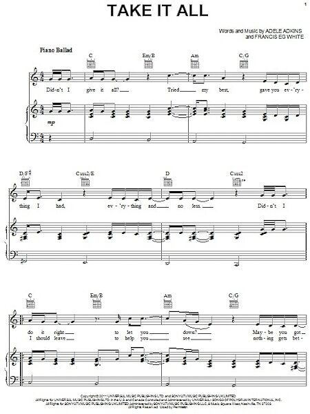 open zoom image for Take It All - Piano/Vocal/Guitar, New, Main